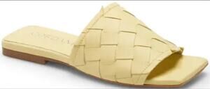 Cordani Iona Sandals Slides Mimosa Yellow Nappa Leather Size 6.5 US NIB Vacation